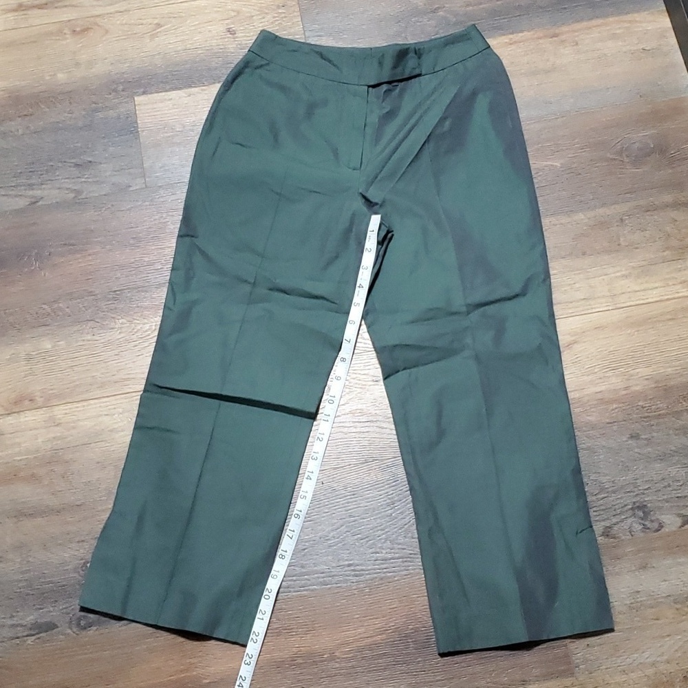Rene Lezard irredisent green crop silk blend pants